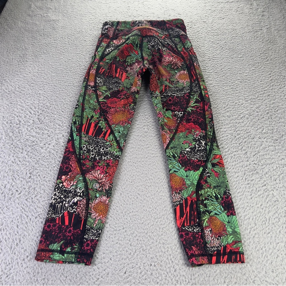 Lululemon Time To Sweat Crop Leggings Womens 4 Multicolor Floral Athletic - Picture 2 of 8